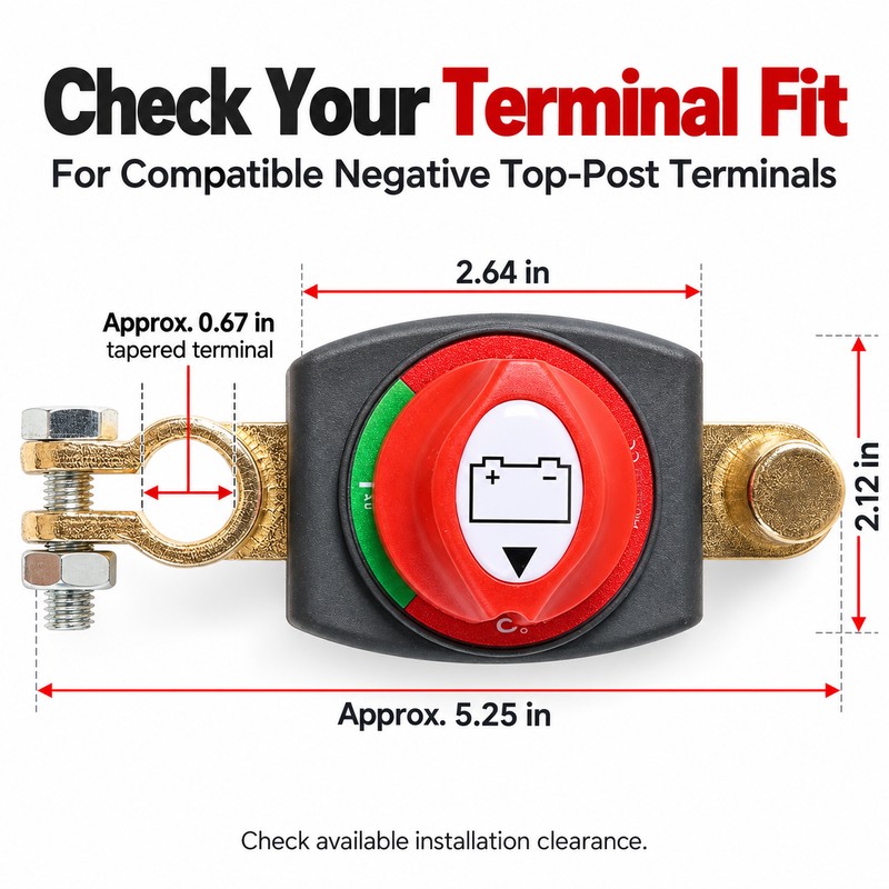 Top Post Battery Disconnect Switch – 12–48V DC Negative Terminal