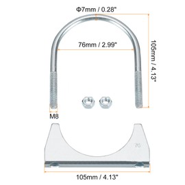 sourcing map Muffler U-Bolt Clamps for 76mm(3") Diameter Exhaust Tail Pipe, 1pcs Exhaust U Clamp Saddle Type U-Bolt Clamps