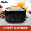 MÜELLERHOME Retro Toaster 2 Slice, 7 Browning Levels, 3 Functions