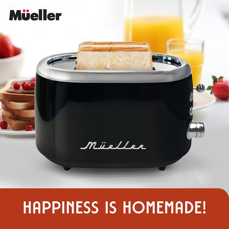 MÜELLERHOME Retro Toaster 2 Slice, 7 Browning Levels, 3 Functions