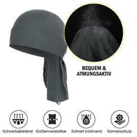 MELASA Cooling Durag Bandana Cap Hat Absorbs Sweat Headscarf Underhelmet Breathable Bicycle Headgear Running Hat Headscarf Men Cycling Motorcycling, gray