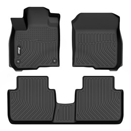 IKON MOTORSPORTS 3D TPE Floor Mats, Compatible with 2023-2024 Honda HR-V, All Weather Waterproof Anti-Slip Floor Liners, Front & 2nd Row Full Set Car Interior Accessories, Black