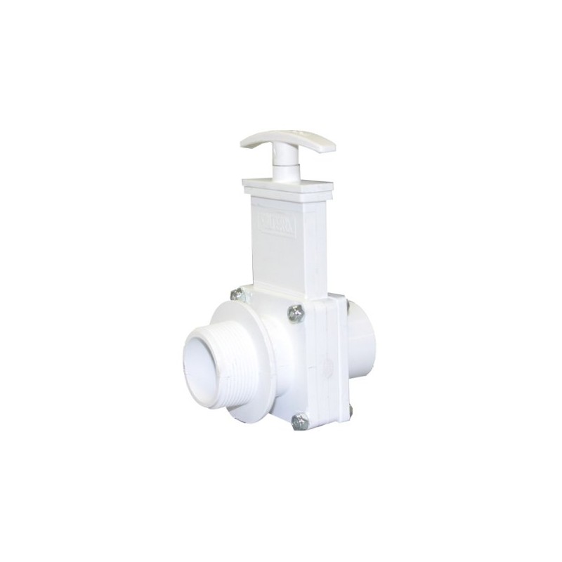 Valterra 6106 PVC Gate Valve, White, 1-1/2" MPT x Spig