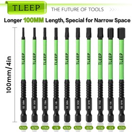 TLEEP 20 x Metric & SAE Allen Wrench Drill Bit Set 1/4" Hex Shank 4" Long Impact Wrench Hex Key Set, Magnetic Tips Allen Wrenches Sets S2 Steel Hex Bit Set, Latest Version Black Allen Key Set