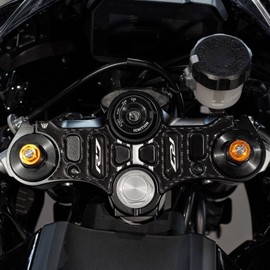 Resin Bike Motorcycle 3D Stickers Compatible with Yamaha YZF R7 2021-2025 Black. Steering Plate Protection from Impact and Scratches. Sticker 3D Resin Gadget Moto