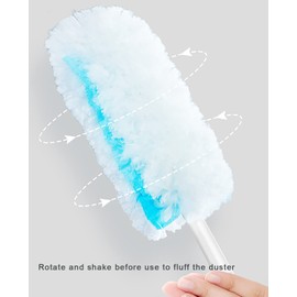 UKEENOR 360 Degree Dusters Multi Surface Duster Refills Kit Extender Handle (1 Long Handle to + 1 Short Handle + 12 Duster Refills)