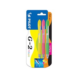 Pilot G207 Retractable Gel Rollerball 0.7mm Tip- Neon Yellow, Pink,Green, Pack of 3, Medium