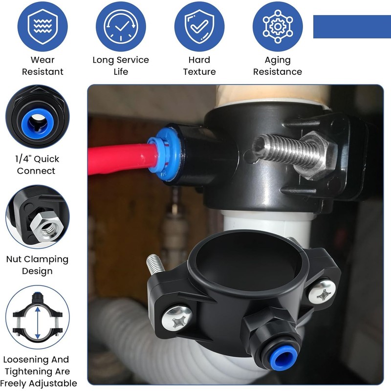2 Pcs 1/4 Inch Quick Connect Clamps Black Plastic Drain