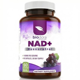 Resveratrol NAD+ 1400mg | Suplemento antioxidante NAD Trans-Resveratrol con NAD | Apoya la salud celular, la energía y el antienvejecimiento (60 cápsu
