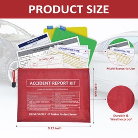 5 Pack Waterproof Vehicle Accident Report Kit in Vinyl Pouch 6.9 * 9.3inch Car Accident Kit Driver's Vehicle Inspection Report Helps Drivers Collect Organize and Report Vehicle Accident Information