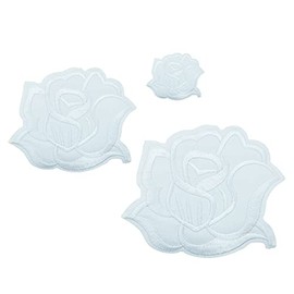 U-Sky Iron on Flower Patches, Embroidery Flower Iron-on Appliques for Clothing Backpacks Jeans Jackets (White-3D)
