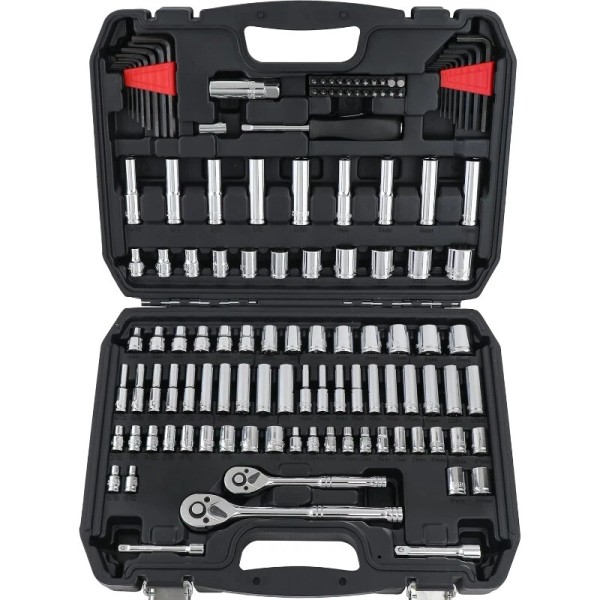 Unbranded 123-Piece Mechanic's Tool Socket Set with Case Chrome-vanadiu