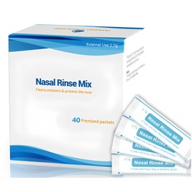 40 Sobres de Mezcla de Enjuague Nasal 100% Natural, 2,7 Gramos por Paquete para Una Botella de Lavado Nasal, Una Neti pot o Cualquier Dispositivo de E