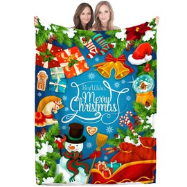 LGQHCE Christmas Blanket, Christmas Throws for Sofa, Ultra Soft Warm Winter Christmas Snowmen Throw Blanket, 100 * 150CM Cozy for Couch Sofa Bedroom Festive Holiday Decoration Gift