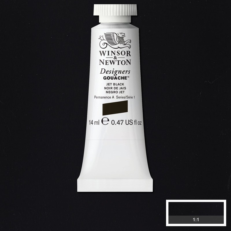 Winsor & Newton Designers Gouache, Jet Black, 14 ml Tube