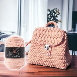 Ann G Premium T-Shirt Yarn, Super Soft Polyester, 300+ Feet, Durable, Non-Pilling, Consistent Color, Elastic (Peach)