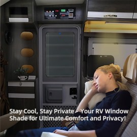 GEVINFA Magnetic RV Door Window Cover 25"x16" - Foldable Magnet Design with UV Protection & Privacy, Waterproof Reflective Fabric for Camper Trailer Door, Essential RV Accessories