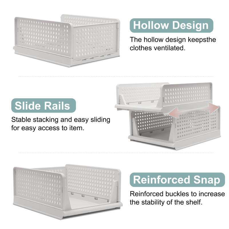 Goderewild Stackable Foldable Storage Baskets, Folding Storage Bins, Closet Organizers