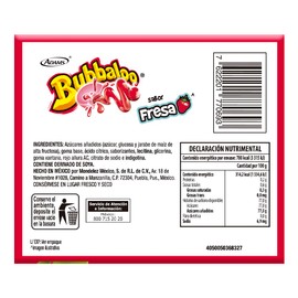 Bubbaloo Adams- goma de mascar 47 pz- sabores varios (Fresa, 47pz)