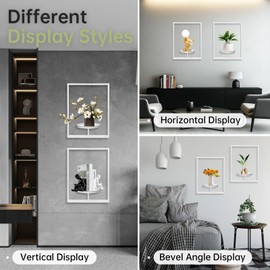 Picture Frame Plant Holder, White Wall Plants Hanger Indoor and Outdoor, Wall-Mounted Metal Hanging Planters Decor Rack, Modern Window Potted Stand Shelves for Living Room Balcony Patio (2Pcs)