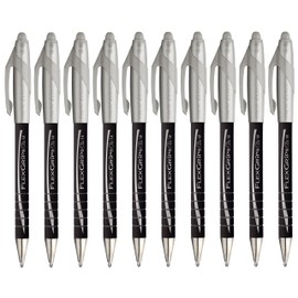 Paper Mate FlexGrip Elite Retractable Ballpoint Pens - Black Ink - Large Broad 1.4mm Wide Point - Pack of 10