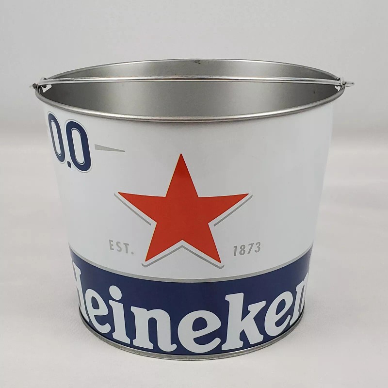 Heineken 0.0 Logo Beer Silver Metal Pail Ice Bucket With