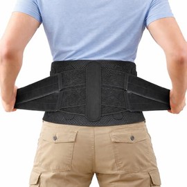 Faja lumbar ultra ajustable y transpirable para hombres, cinturón de soporte lumbar para levantar objetos, trabajar y entrenar. Cinturón de...        