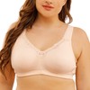 sheroine Plus Size Soft Cotton Wirefree Ultrathin Unpadded Bra(Light Nude,46D)