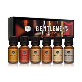 P&J Trading Gentlemen's | Juego de 6 aceites aromáticos | Cuero, tabaco dulce, madera de teca, ron de bahía, cedro, sándalo