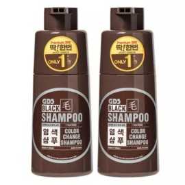 GDS 블랙모 딱한번 염색샴푸 프리미엄 300 2통x300ml 흑색 흑갈색 [흑색 2통] GDS Black Hair Dye Shampoo Premium 300 2 Bottles x 300ml Black Brown [Black 2 Bottles]