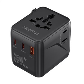 25W Reiseadapter Weltweit,5 in 1 Universal Adapter mit USB A,USB C,1 Weltweit Steckdose und US/JP Steckdose,Travel Reisestecker Internationaler Steckdosenadapter für EU USA UK Canada Japan Australien