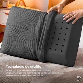 Dreamlab Almohada Graphite Pillow  Almohada de Memory Foam con Carbón  Hipoalergénica, Antibacterial, Soporte, Certificaciones  Firmeza Firme Medio...