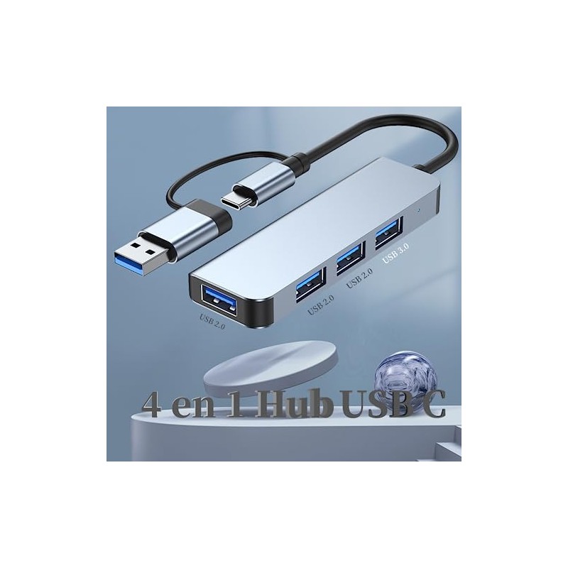 Yostyle Hub USB C 4 en 2, Adaptador USB C
