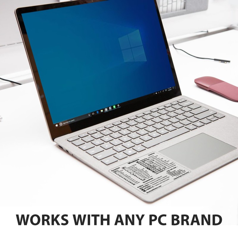 Synerlogic Windows PC Reference Keyboard Shortcut Sticker | Vinyl, Laminated