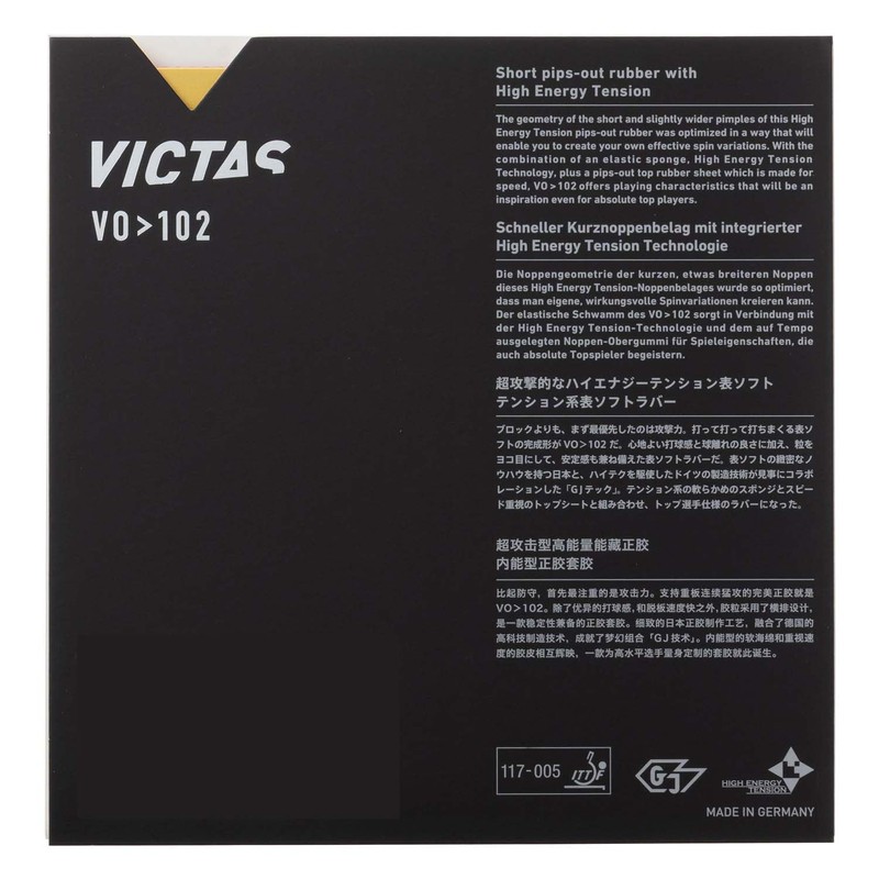 VICTAS 020222 Table Tennis Rubber VO>102 Surface Soft High Energy