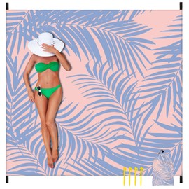 ROLJZTY Beach Blanket 79" X 83" Oversized Lightweight, Beach Mat Waterproof Sandproof, Durable Picnic Mat Beach Accessories for Travel, Camping, Hiking