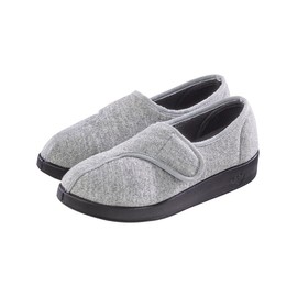 Silvert's Adaptive Clothing & Footwear Women’s Extra Wide Easy Closure Jewel Slippers for Seniors - Brushed Grey/Black 8