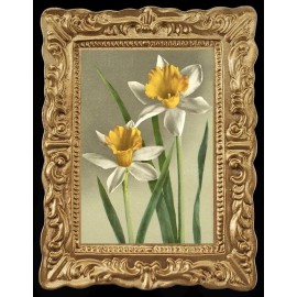 Unbranded Vintage Yellow & White Daffodils Miniature Dollhouse Picture 8161