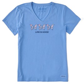 Life is Good Women's Crusher Tee Tie Dye Butterfly, Cornflower Blue