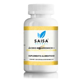 Ácido Hialurónico + Colágeno Hidrolizado 120 Cáps | Saisa Herbal | Suplemento Alimenticio | Belleza y Salud Articular