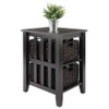 Winsome Morris Wood Side Table with 2 Foldable Baskets in