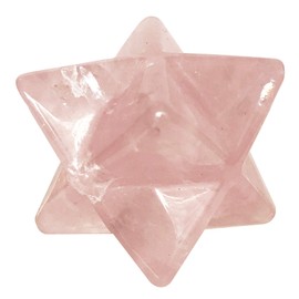 Ladeukoi Rose Quartz Crystal Merkaba Star for Healing Reiki Spiritual Divine Therapy Energy, Pocket Stone Eight-Pointed Stars 1"(25mm)