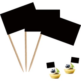 Blank Toothpick Flag Small Mini Labeling Marking DIY Stick Flags for Cocktail Fruit Cupcakes Toppers Food Decorations,100 Pack (Black)