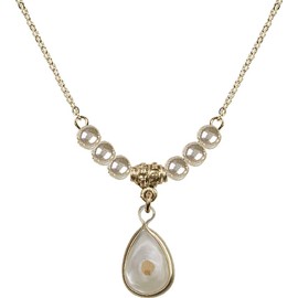 Bonyak Jewelry 18 Inch Hamilton Gold Plated Necklace w/ 4mm Faux-Pearl Beads and Mustard Seed
