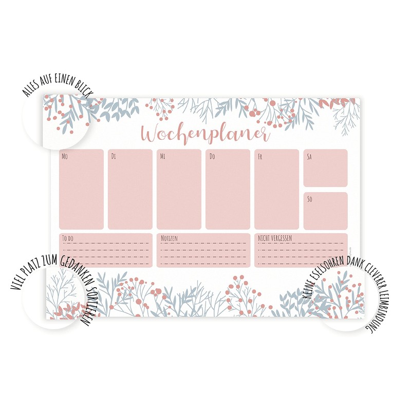 Friendly Fox Weekly Planner Pad Floral, 1 x DIN A4