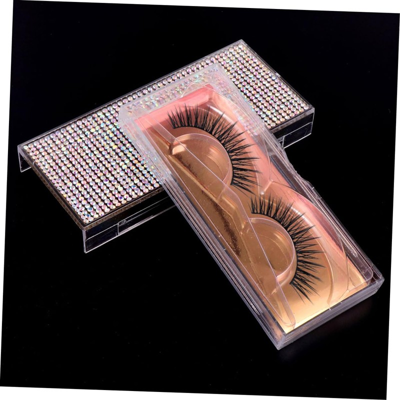 Ipetboom 2pcs Shiny Rhinestone False Eyelash Storage Case Convenient Eyelash