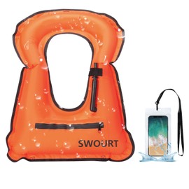 SWOURT Inflatable Snorkel Vest, Free Diving Swimming Safety Load up to 220 Ibs with Waterproof Bag