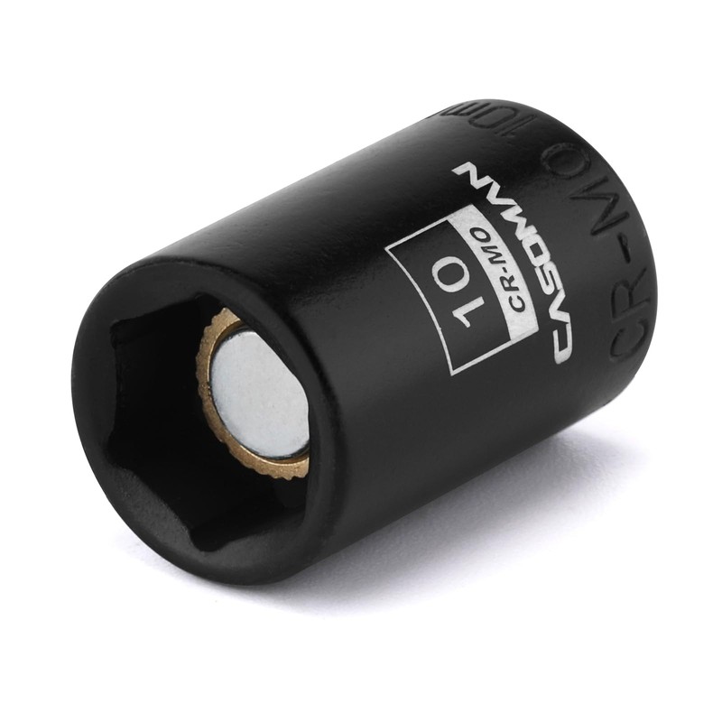 CASOMAN 1/4" Drive 10mm Shallow Magnetic Impact Socket, Metric, 6-Point,