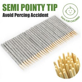 32 PCS Bling Candy Apple Bamboo Sticks, Caramel Apple Wooden Pointed Skewers with Rhinestones Diamond Mesh Wrap, Fruit Treats Pop Dec Bar for Dessert Table Tea Party Birthday Wedding (Silver)