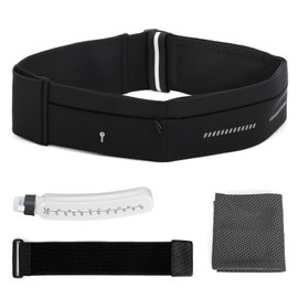 Lsnisni Slim Running Belt for Men and Women, Running Waist Pack with Water Bottle and Towel, Waist Pack with Multiple Pockets - Phone Holder, Adjustable for Running, Climbing - Medium